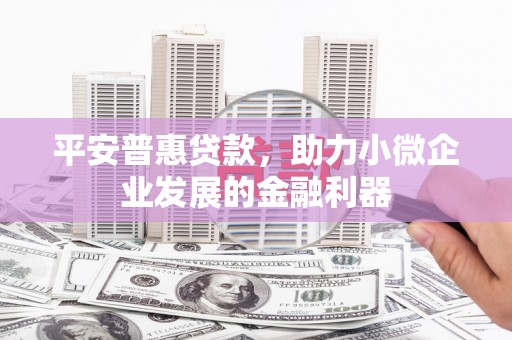瀍河平安普惠贷款，助力小微企业发展的金融利器